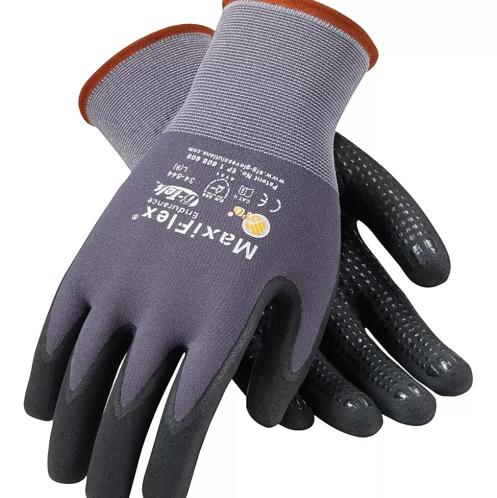 G-Tek MaxiFlex Endurance Seamless Knit Nylon Glove, Nitrile Coated, Gray/Black, Medium, 12 Pairs (34-844/M) Flash Sale