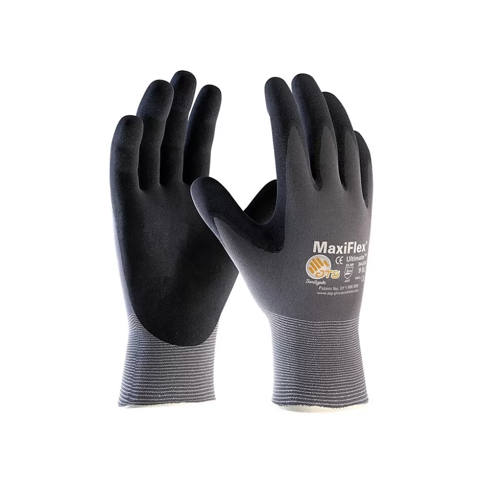 G-Tek MaxiFlex Endurance Seamless Knit Nylon Glove, Nitrile Coated, Gray/Black, Medium, 12 Pairs (34-844/M) Flash Sale