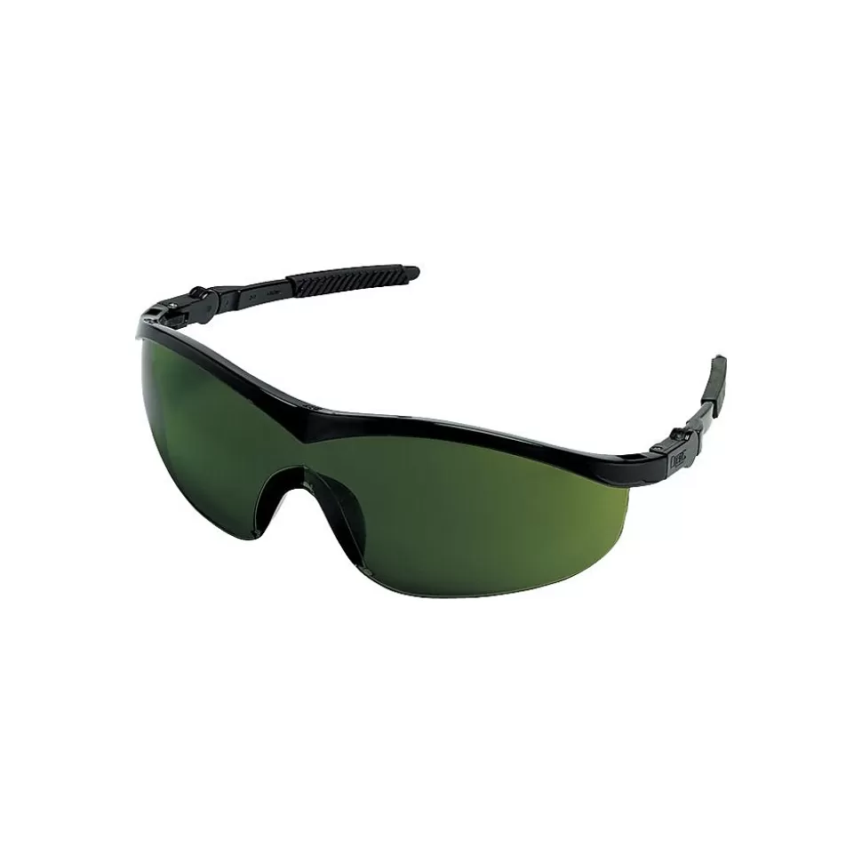 Crews MCR Safety Storm® Lightweight Safety Glasses, Wrap-around Frame, Scratch Resistant, Ratchet Temples, Black Frame, Gray Lens Cheap