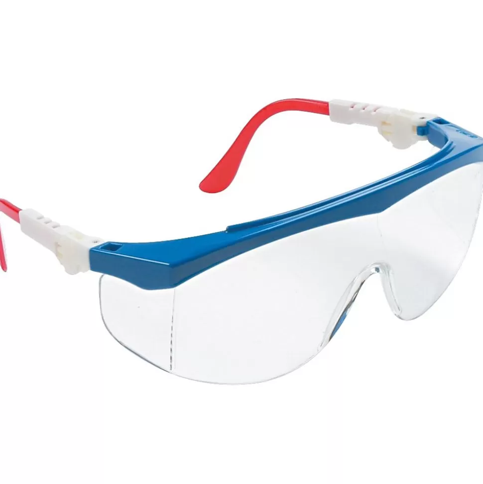 Crews MCR Safety® Tomahawk® Safety Glasses, Red/White/Blue, Clear, Anti-Fog Online