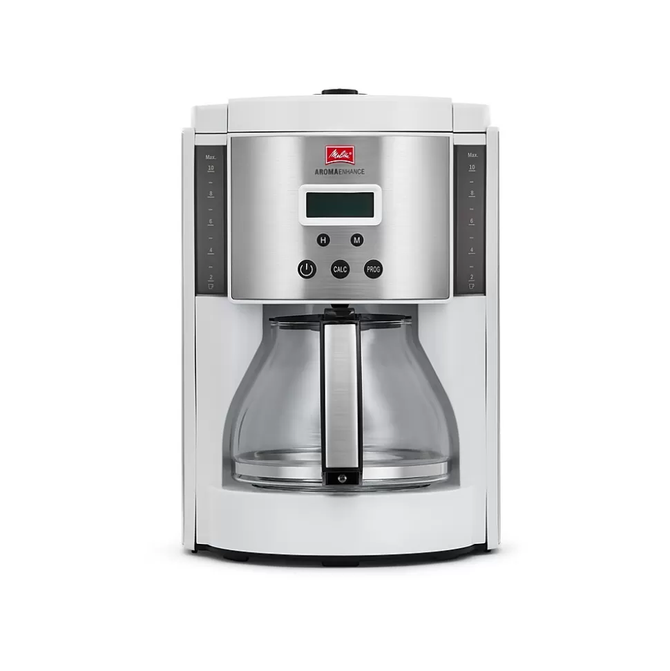 Melitta Aroma Enhance 10-Cups Automatic Drip Coffee Maker, White/Stainless Steel (MCM003PULWH0) Hot