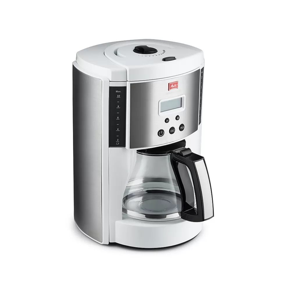 Melitta Aroma Enhance 10-Cups Automatic Drip Coffee Maker, White/Stainless Steel (MCM003PULWH0) Hot