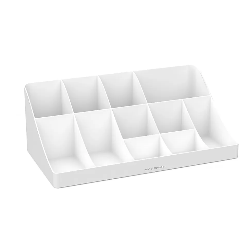 Mind Reader 11 Compartment Plastic Coffee Cup and Condiment Organizer, White (COMORG-WHT) Sale