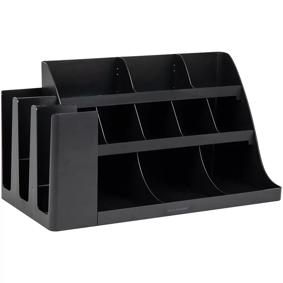 Mind Reader 14 Compartment Plastic Cup and Condiments Countertop Organizer, Black (COMORG2-BLK) Outlet