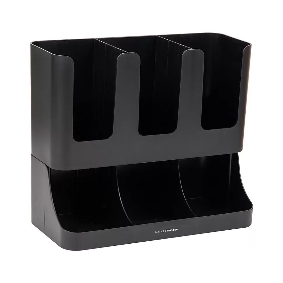 Mind Reader 6 Compartment 2-Tier Cup and Condiment Countertop Organizer, Black (UPRIGHT6-BLK) Sale