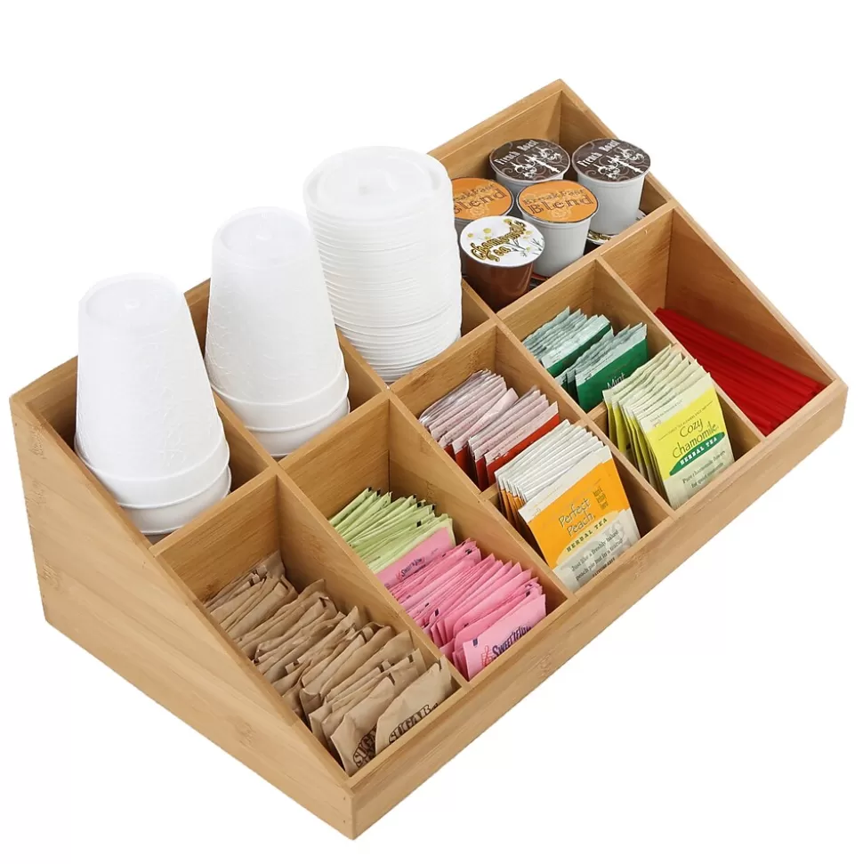 Mind Reader 11 Compartment Wood Cup and Condiment Organizer, Brown (COMORGBM-BRN) Shop