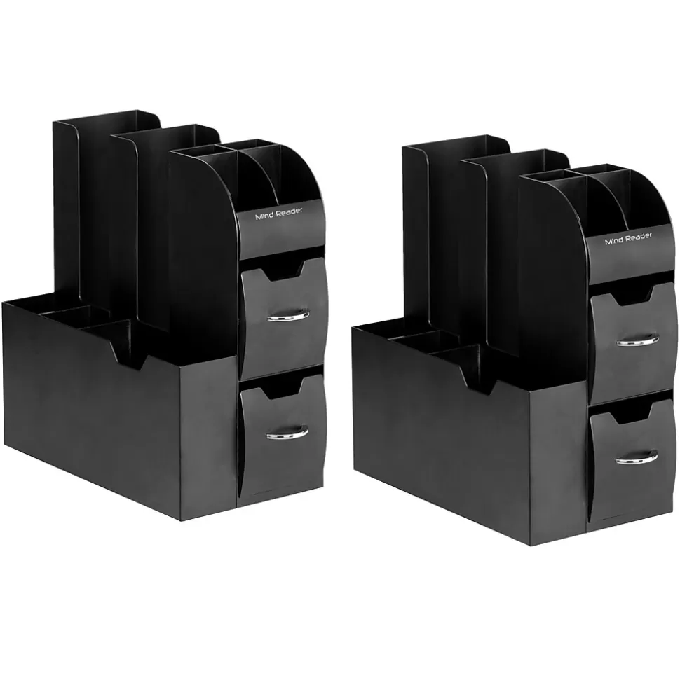 Mind Reader 11-Compartment Coffee Cup and Condiment Organizer, Black, 2/Pack (2CAD01-BLK) Fashion