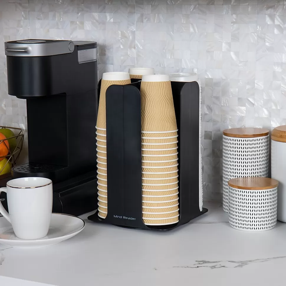 Mind Reader 4-Compartment Cup and Lid Carousel Coffee Countertop Organizer, Black (CDISP-BLK) Store