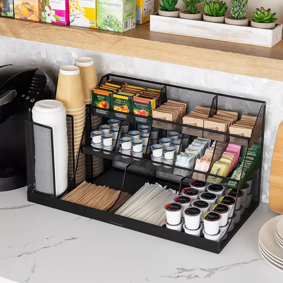 Mind Reader 14-Compartment Metal Coffee Cup and Condiment Organizer, Black (CMG2MESH-BLK 14) Best Sale