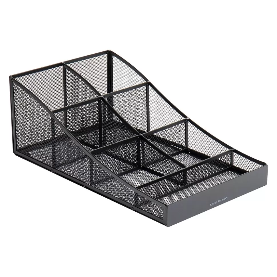 Mind Reader 7-Compartment Metal Coffee Cup and Condiment Organizer, Black (COMP7MESH-BLK) Fashion