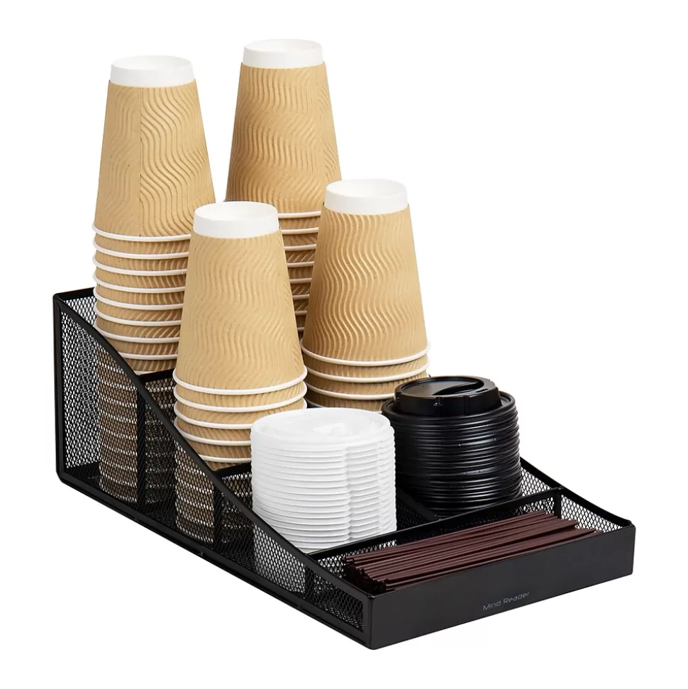 Mind Reader 7-Compartment Metal Coffee Cup and Condiment Organizer, Black (COMP7MESH-BLK) Fashion