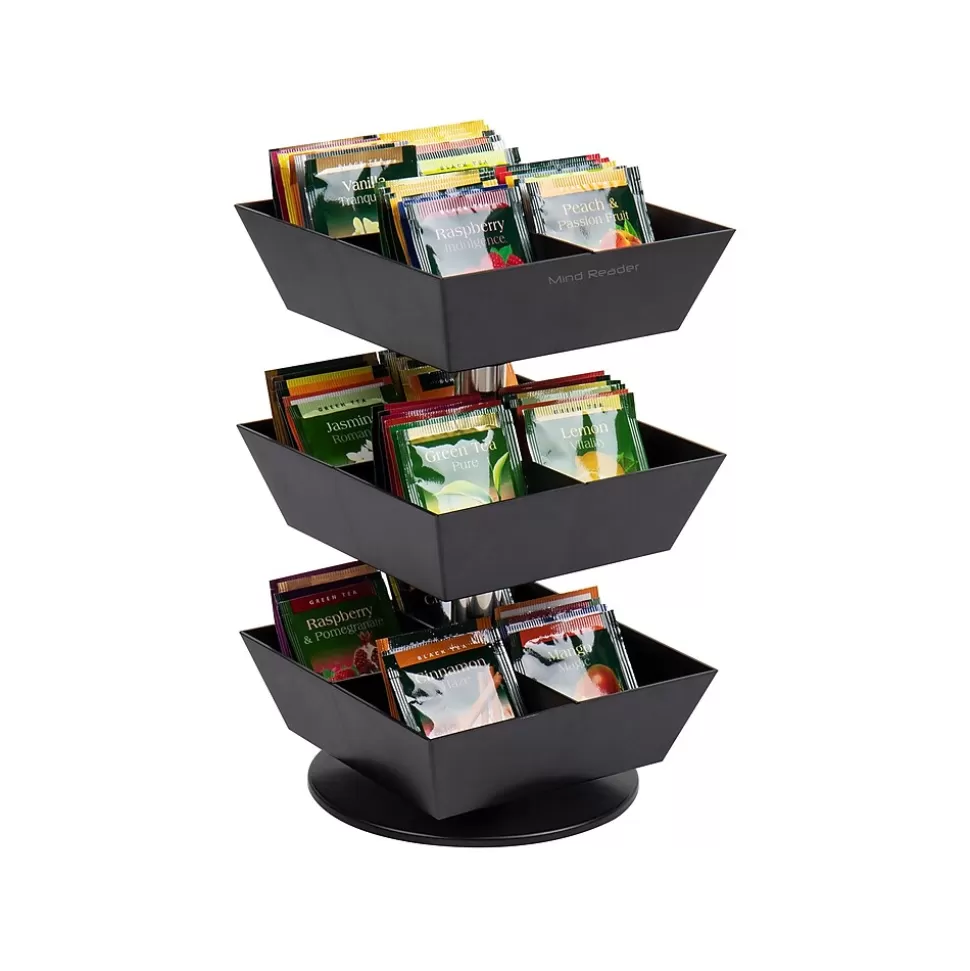 Mind Reader 12-Compartment Plastic Tea and Condiment Carousel, Black (TEASWIV3T-BLK) Store