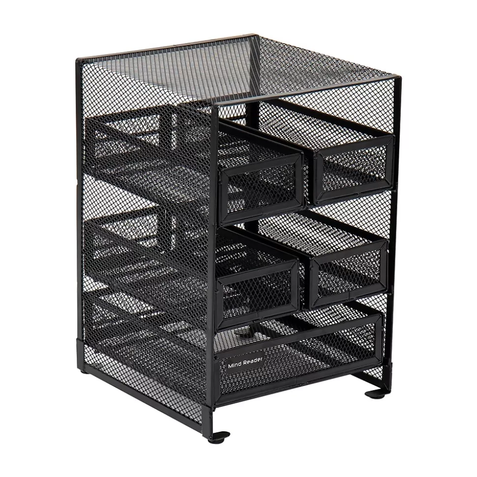 Mind Reader Metal 5-Compartment Tea Bag Organizer, 120 Tea Bag Capacity, Black (MMTDR5-BLK) New
