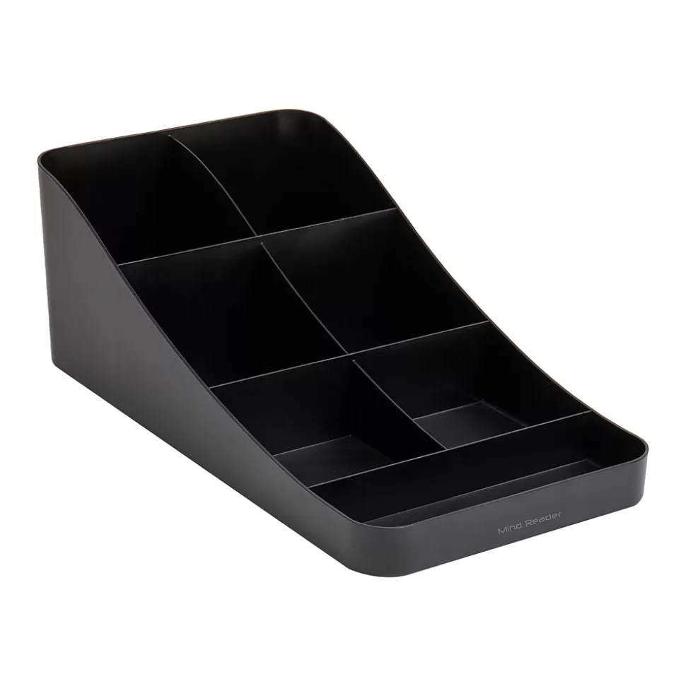 Mind Reader Plastic 7 Compartment Coffee Cup and Condiment Organizer, Black (COMP7-BLK) Sale