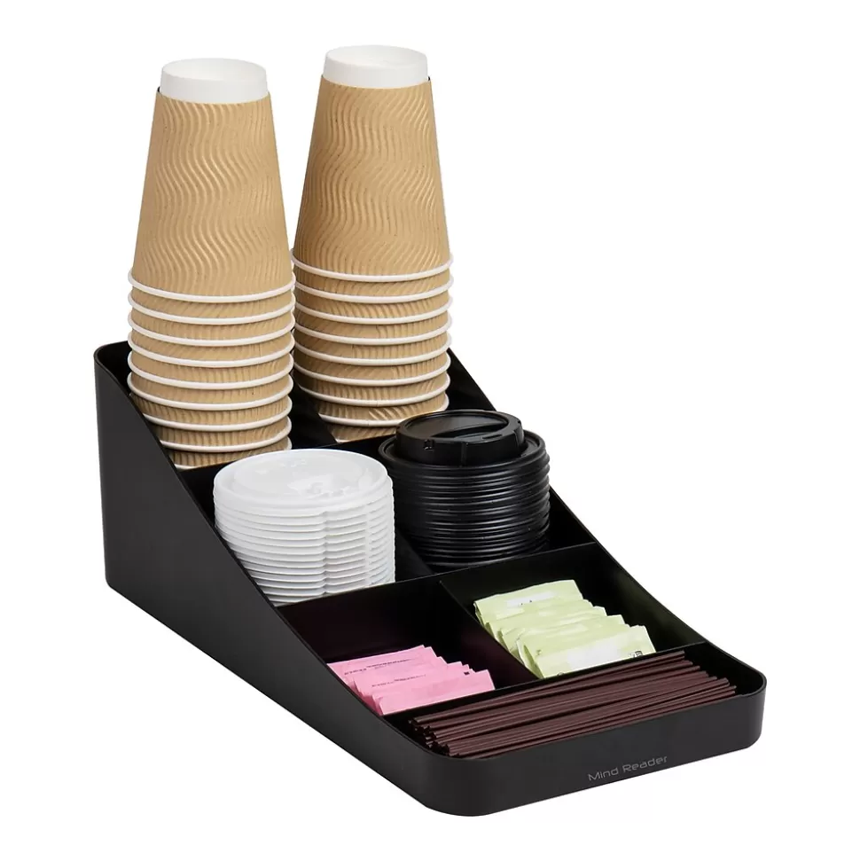 Mind Reader Plastic 7 Compartment Coffee Cup and Condiment Organizer, Black (COMP7-BLK) Sale