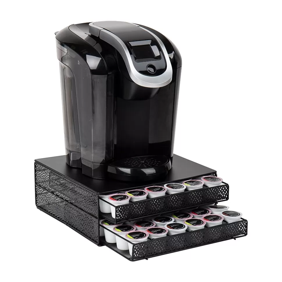 Mind Reader Plastic Coffee Pod Organizer with 2 Drawers, 72 Pod Capacity, Black (DBMTRAY-BLK) Hot