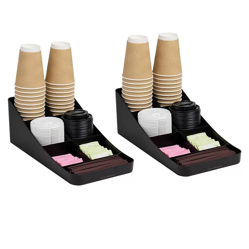 Mind Reader Plastic 7-Compartment Coffee Cup and Condiment Organizer, Black, 2/Pack (2COMP7-BLK) Shop