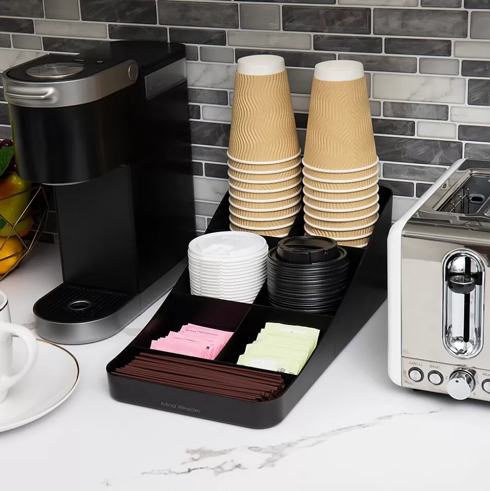 Mind Reader Plastic 7-Compartment Coffee Cup and Condiment Organizer, Black, 2/Pack (2COMP7-BLK) Shop