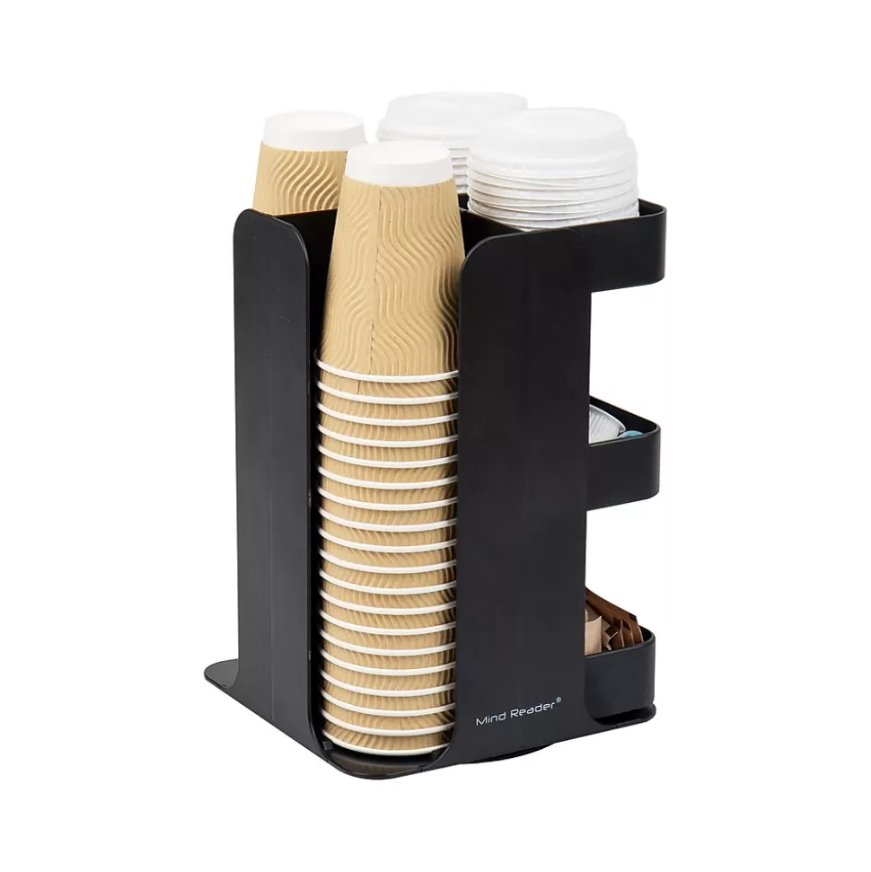 Mind Reader Plastic 8-Compartment Cup and Condiment Carousel Countertop Organizer, Black (CUPOSPIN-BLK) Online