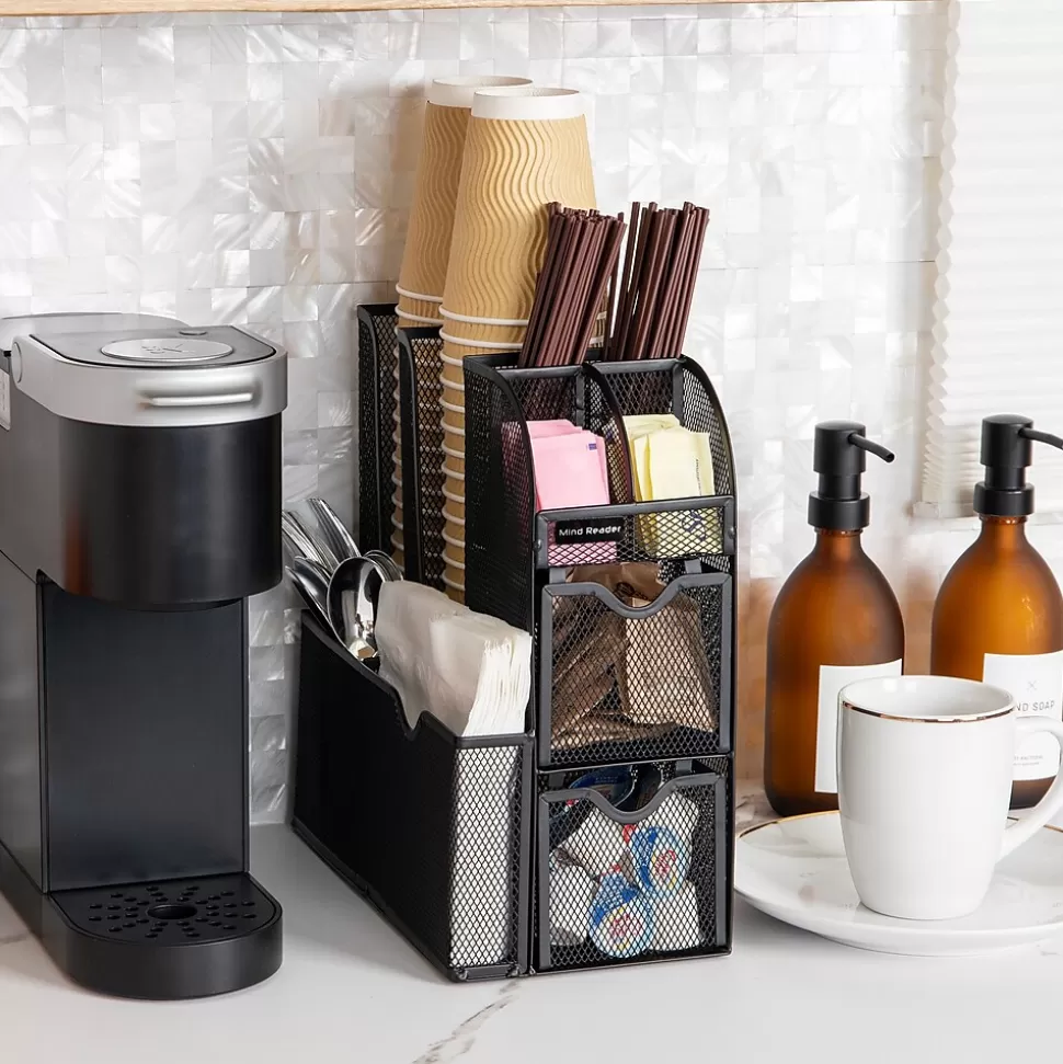 Mind Reader 3-Tier 11-Compartment Metal Cup and Condiment Countertop Organizer, Black (MESHCAD-BLK) Store