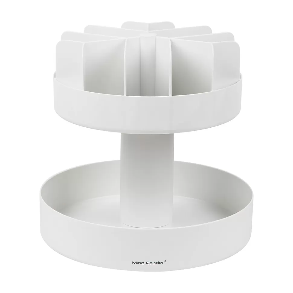 Mind Reader 2-Tier Plastic Lazy Susan Coffee Countertop Organizer, White (SNACKCAR-WHT) Sale
