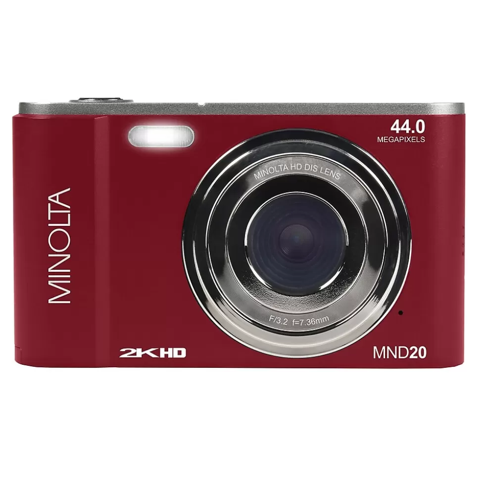 MINOLTA 44 MP Digital 2.7K Quad HD Camera, 16x Digital Zoom, Red (MND20-R) Outlet