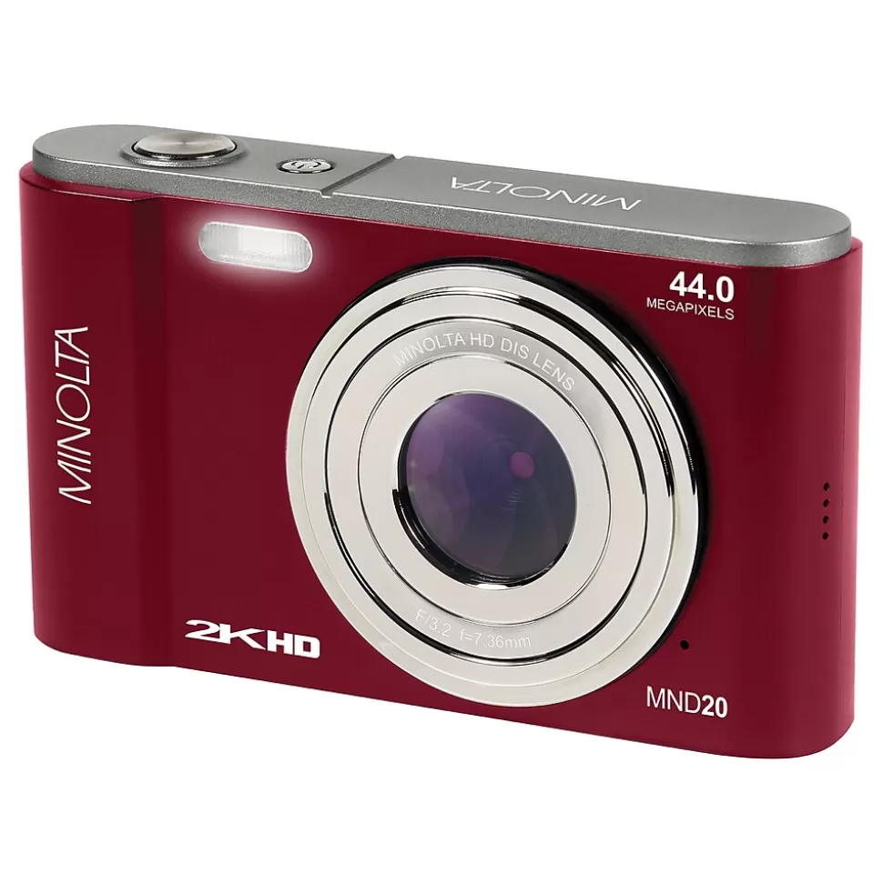 MINOLTA 44 MP Digital 2.7K Quad HD Camera, 16x Digital Zoom, Red (MND20-R) Outlet