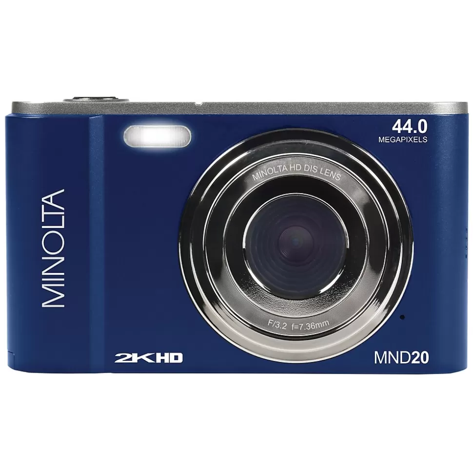 MINOLTA 44 MP/2.7K Quad HD Digital Camera with 16x Digital Zoom, Blue (MND20-BL) Cheap