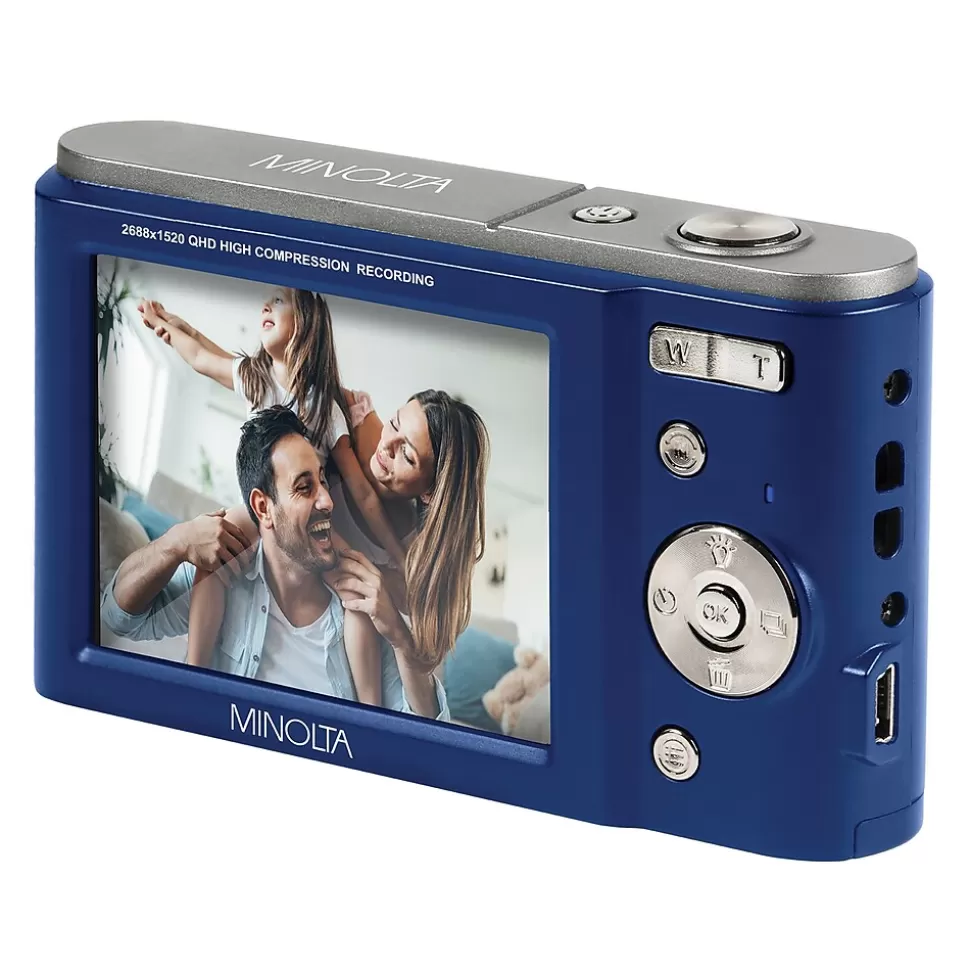 MINOLTA 44 MP/2.7K Quad HD Digital Camera with 16x Digital Zoom, Blue (MND20-BL) Cheap