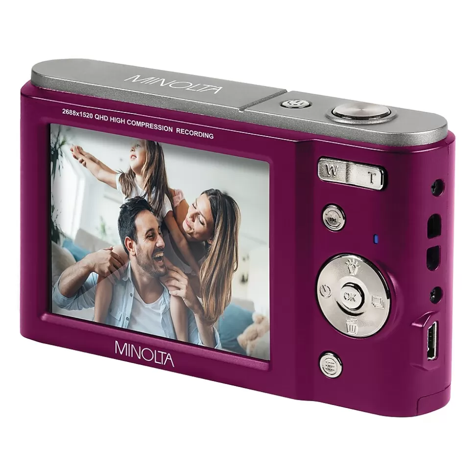 MINOLTA 44 MP/2.7K Quad HD Digital Camera with 16x Digital Zoom, Magenta (MND20-M) Hot