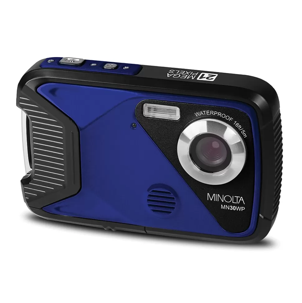 MINOLTA 21 MP/1080p Waterproof Digital Camera with 4x Digital Zoom, Blue (MN30WP-BL) Store