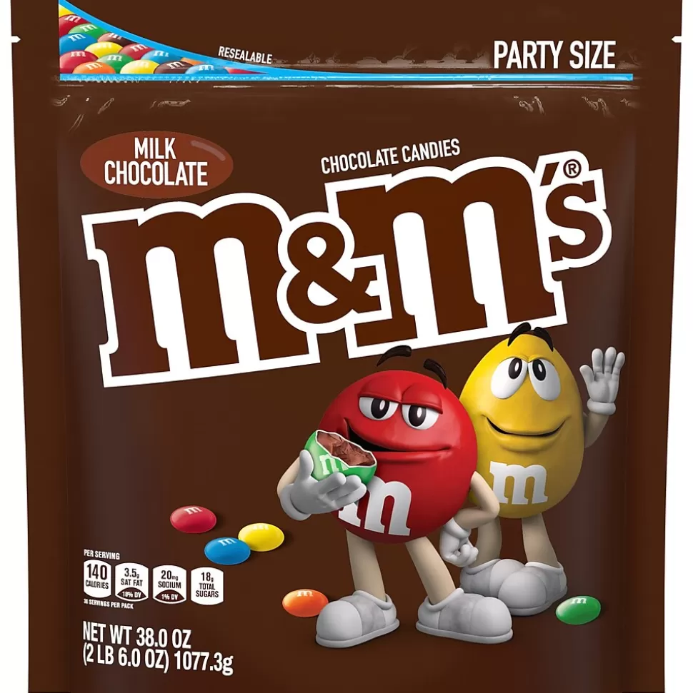 M&M's Party Size Milk Chocolate Candy Pieces, 38 oz. (MMM55114) Best