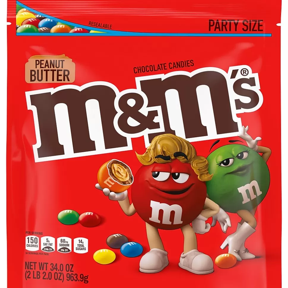 M&M's Party Size Peanut Butter Milk Chocolate Candy Pieces, 34 oz. (MMM55085) Hot