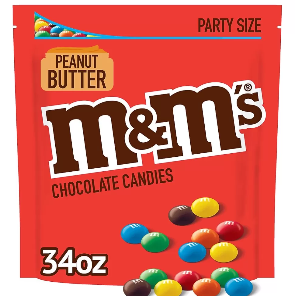 M&M's Party Size Peanut Butter Milk Chocolate Candy Pieces, 34 oz. (MMM55085) Hot