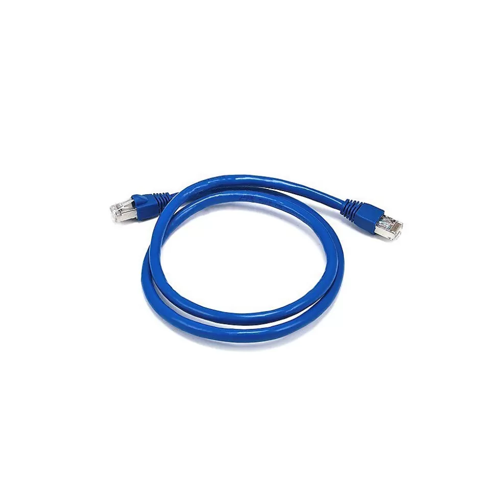 Monoprice ® 3' 24AWG Cat6a STP Ethernet Network Cable, Blue New