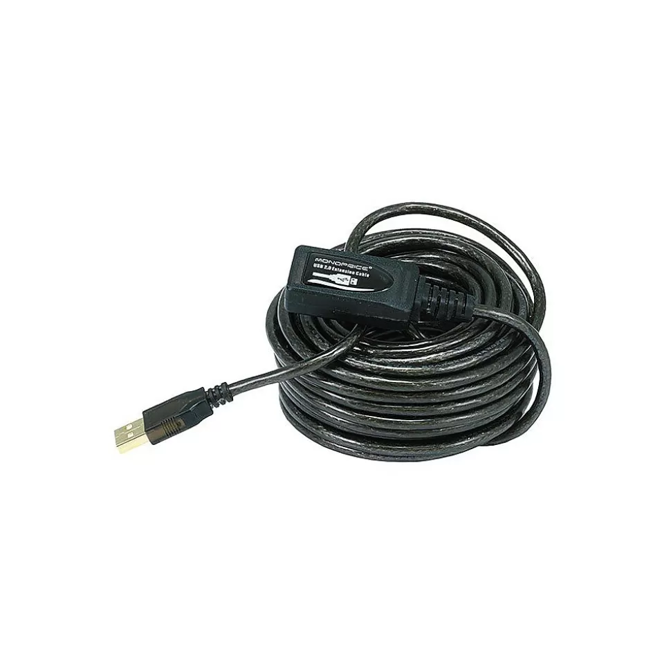 Monoprice 32-ft USB-2.0 Active Extension/Repeater Cable (M/F), 28/24 AWG, Black (106149) Flash Sale