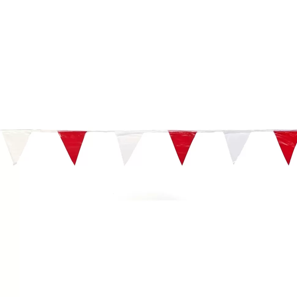 Mutual Industries Pennant Flag, 9" x 12" x 60', Red/White, 10/Pack Discount