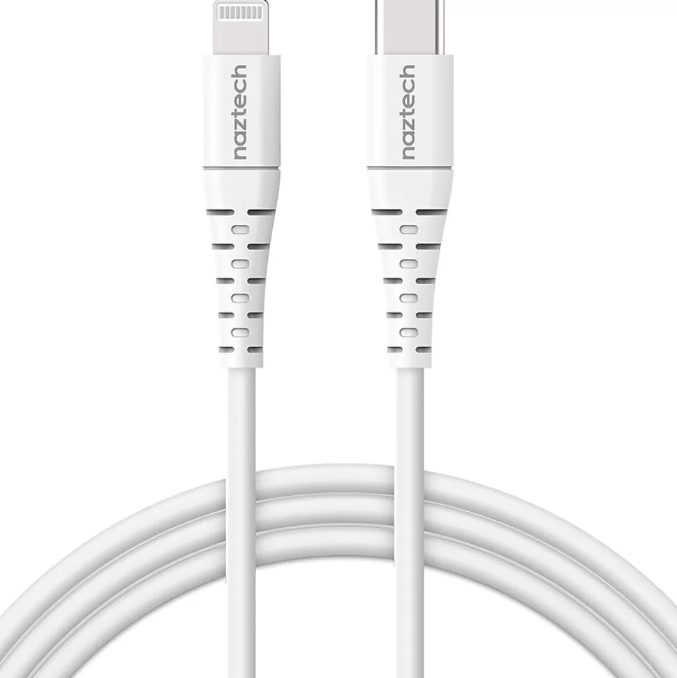 Naztech 14138 4 ft. Fast Charge MFi Lightning to USB-C Cable, White Fashion