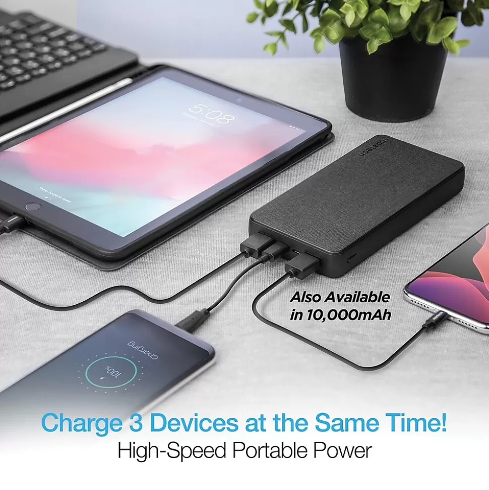 Naztech 20,000 mAh 18 Watt PD+QC Fast Charge High-Capacity Fabric Power Bank, Black (15143) Shop