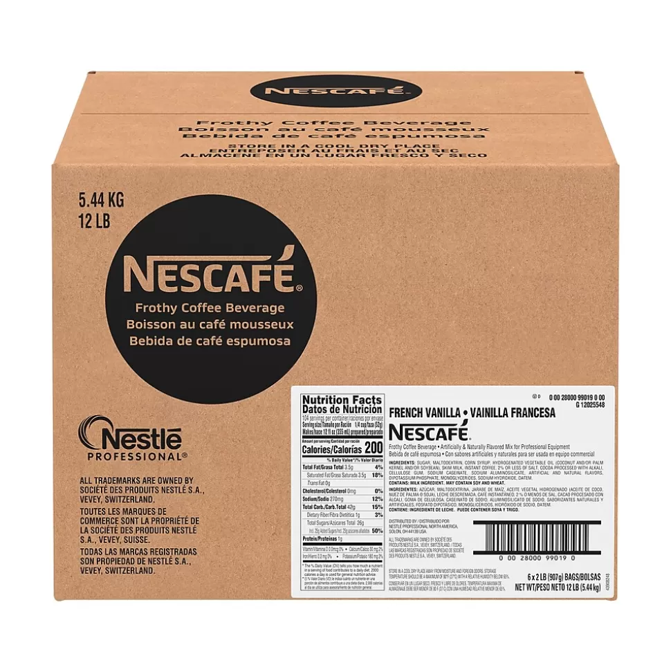 Nescafe French Vanilla Frothy Coffee Beverage Mix, Packet, 32 oz., 6/Carton (12025548) Clearance