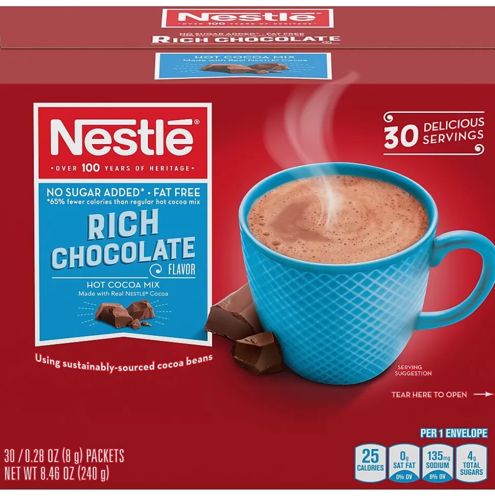 Nestle No Sugar Added Rich Chocolate Hot Cocoa, 0.28 oz, 30/Box (NES61411) Sale