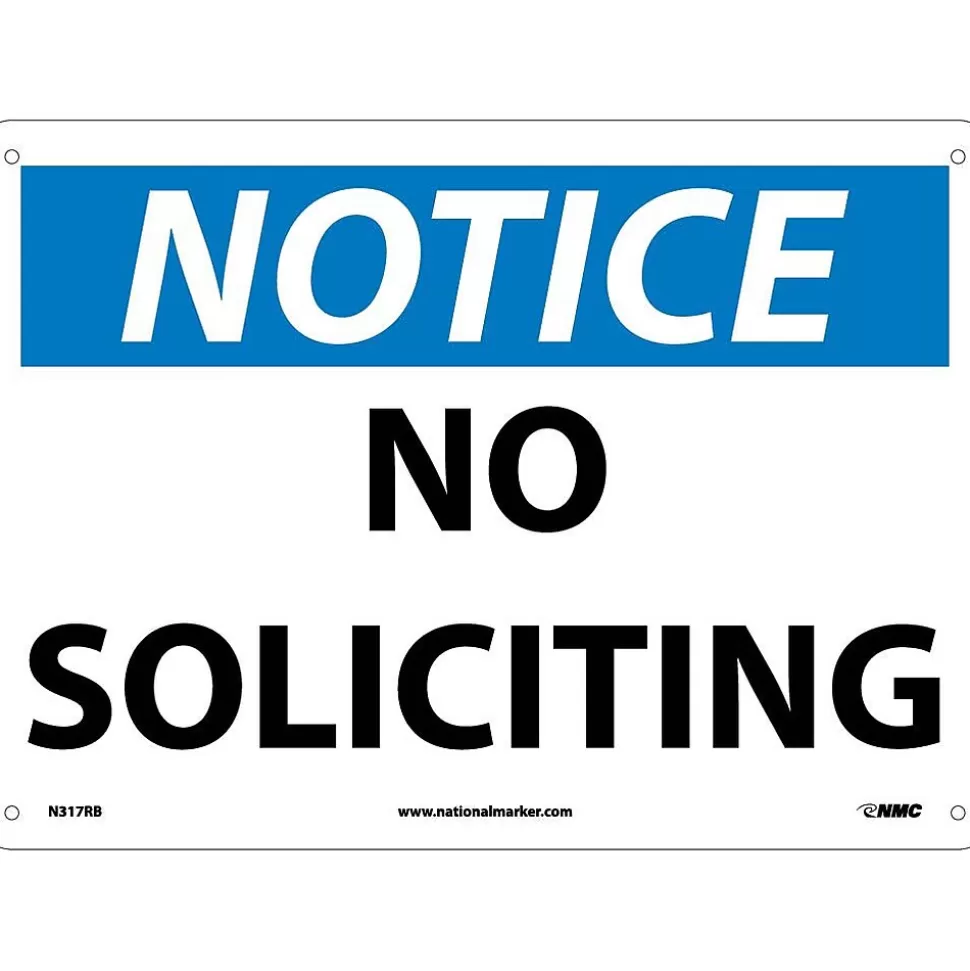 National Marker No Soliciting, 10X14, Rigid Plastic, Notice Sign Clearance