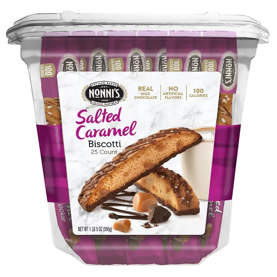 Nonni's Nonni’s individually wrapped Salted Caramel Italian Biscotti Cookies , 25 Packs/Box (NSD97670) Hot