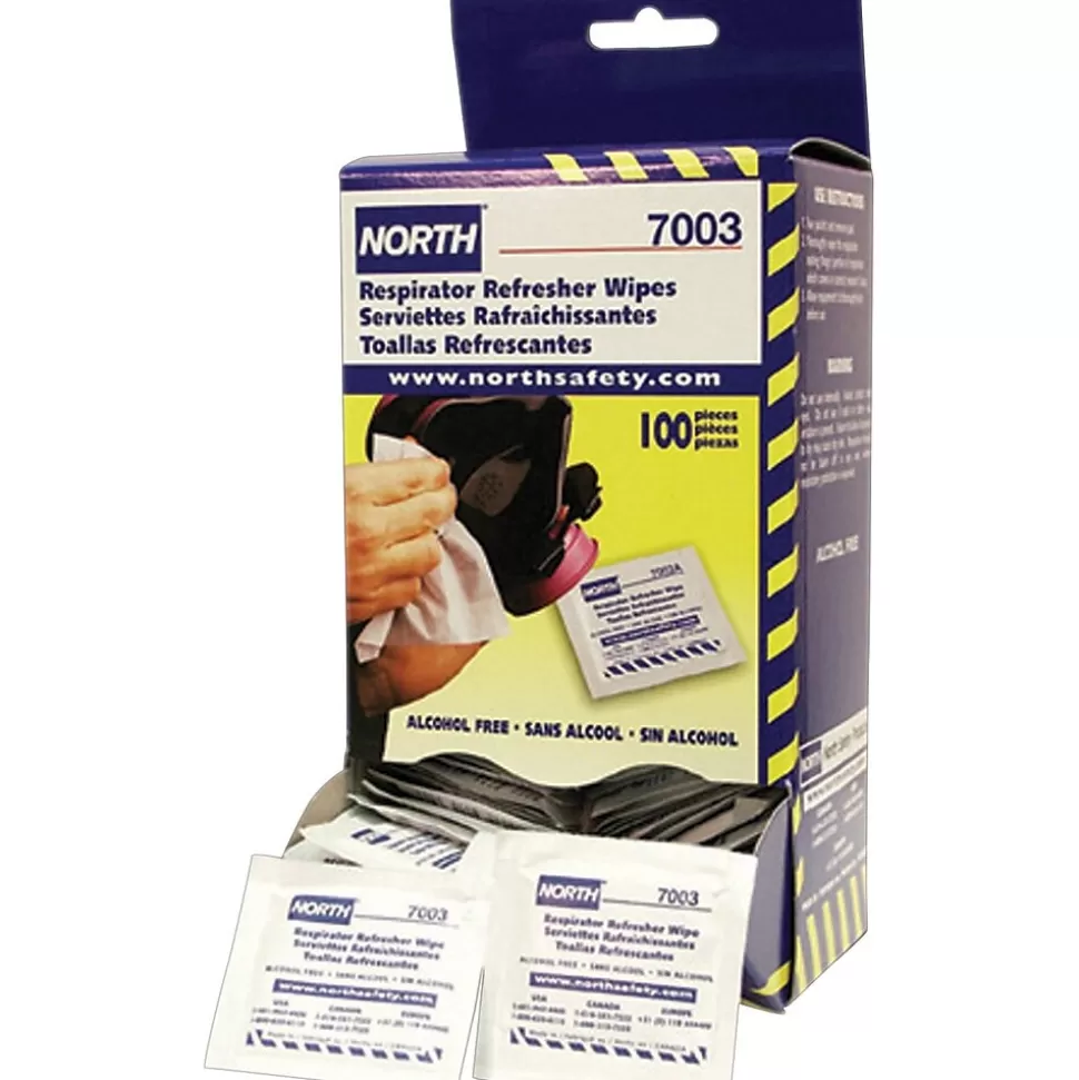 North Safety North® Safety Respirator Cleaning Wipe, 5" x 7", 100/Box New