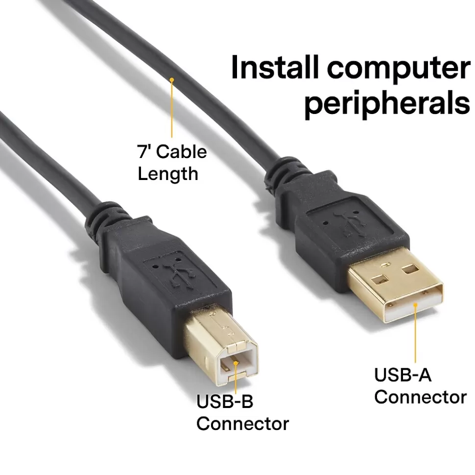 NXT Technologies ™ 7' USB A Male/B Male, Black (NX29929) Flash Sale