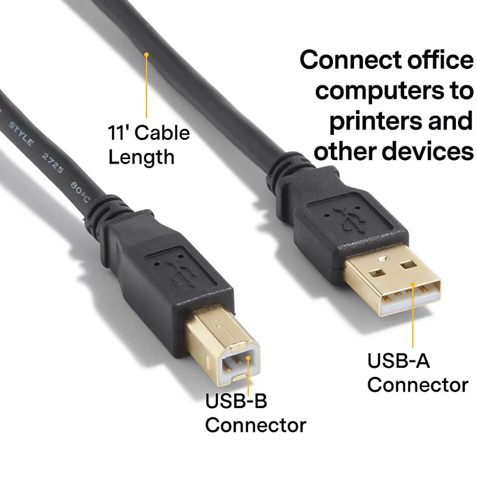 NXT Technologies ™ 11' USB B to USB A Printer Cable, Male to Male, Black (NX29930) Sale