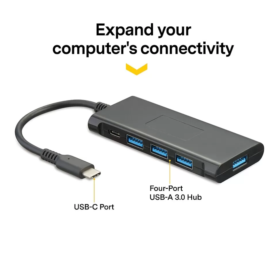 NXT Technologies 4-Port USB-C Hub, Black (NX60398) Online