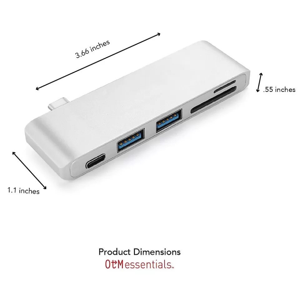 OTM Essentials Basics 3-Port USB-C Hub, White (OB-AIAN) Clearance