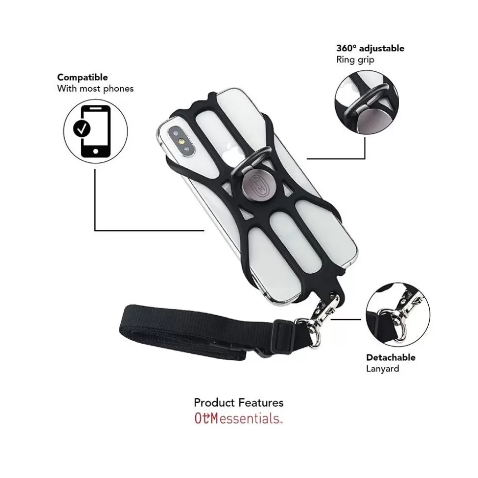 OTM Essentials Black Universal Phone Sling with Lanyard and Ring Grip (OB-A4A) Best