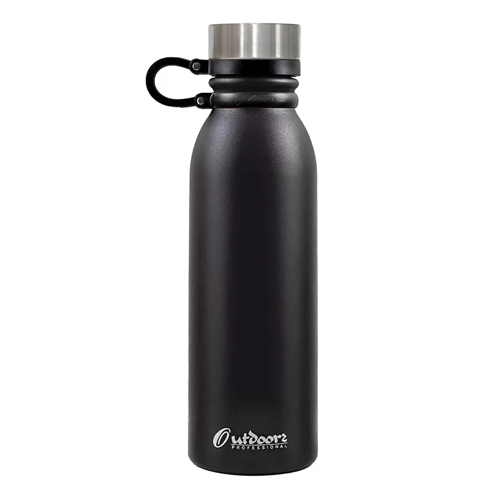 Outdoors Professional Stainless Steel Double-Walled Vacuum-Insulated Travel Bottle, 20 oz., Black (OUTD3675) Fashion